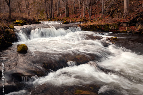 Waterfalls on the Mohelnice river. The Beskydy Mountains in the Czech Republic photo