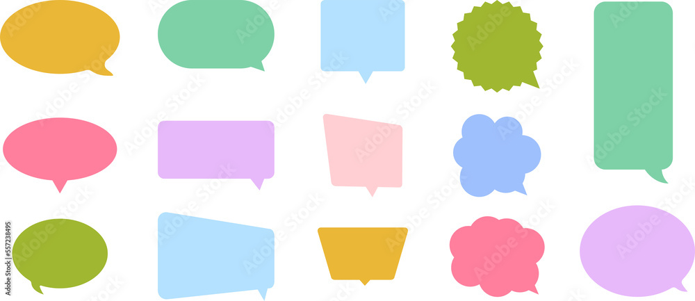 Set of colorful bubble speech icons. Banners, price tags, stickers, posters, badges. PNG image Set of colorful bubble speech icons. Banners, price tags, stickers, posters, badges. PNG image