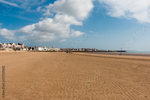 A beautiful and sunny sand beach in Bridlington, England, United Kingdom