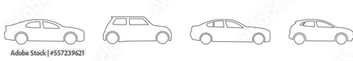 Set of line car icons. Vector illustration isolated on white background