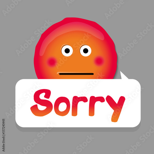 Sorry emoticon. Negative human emotions. Feeling guilty face.