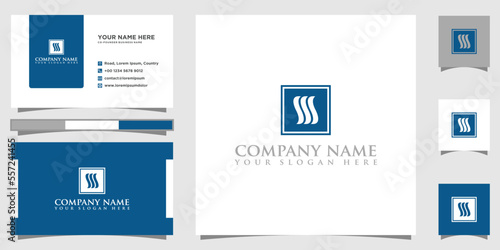 SSS initial square icon logo design vector and business card