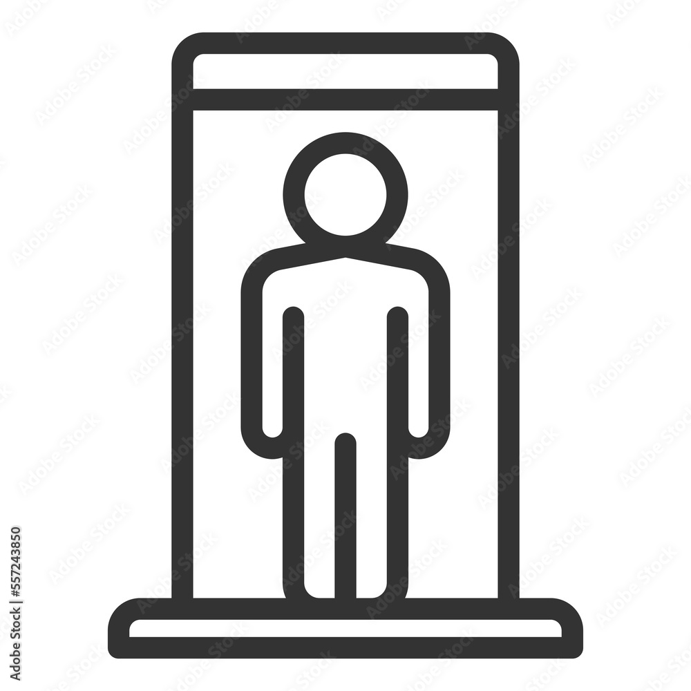 Passenger passes metal detector - icon, illustration on white background, outline style Passenger passes metal detector - icon, illustration on white background, outline style