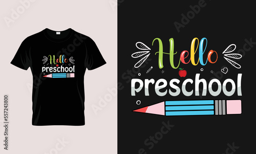 hello preschool t shirt Design, Unique And Colorful 100 days School T-Shirt Design, Happy 100th day of school. Congratulatory lettering for the celebration of the hundredth day of the student.