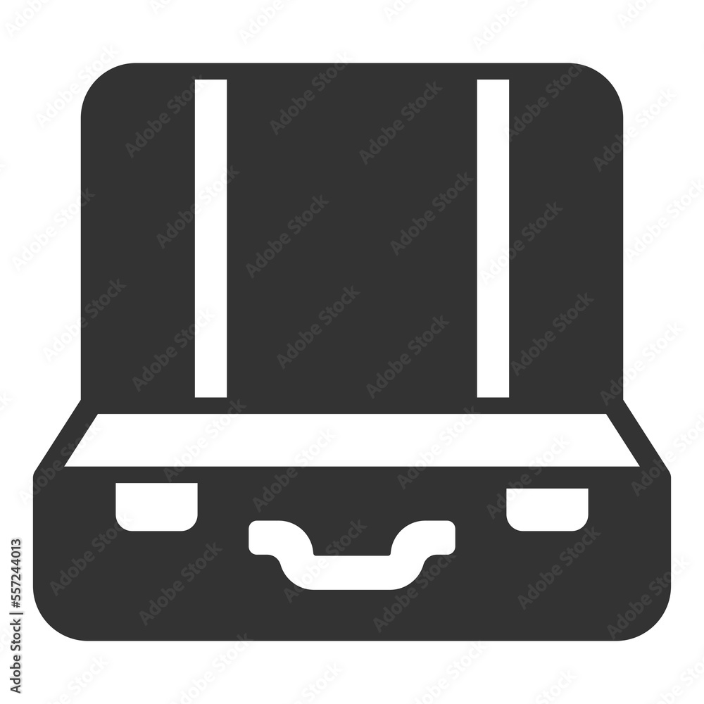 Open suitcase - icon, illustration on white background, glyph style Open suitcase - icon, illustration on white background, glyph style