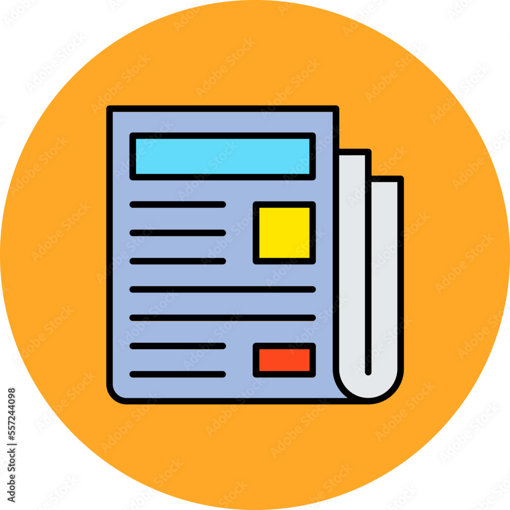 Newspaper Multicolor Circle Filled Line Icon Newspaper Multicolor Circle Filled Line Icon