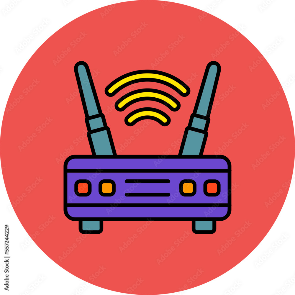 Router Multicolor Circle Filled Line Icon Router Multicolor Circle Filled Line Icon