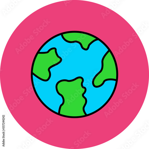 Planet Earth Multicolor Circle Filled Line Icon