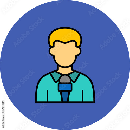 Journalist Multicolor Circle Filled Line Icon