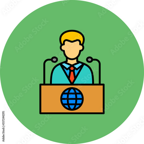 Conference Multicolor Circle Filled Line Icon