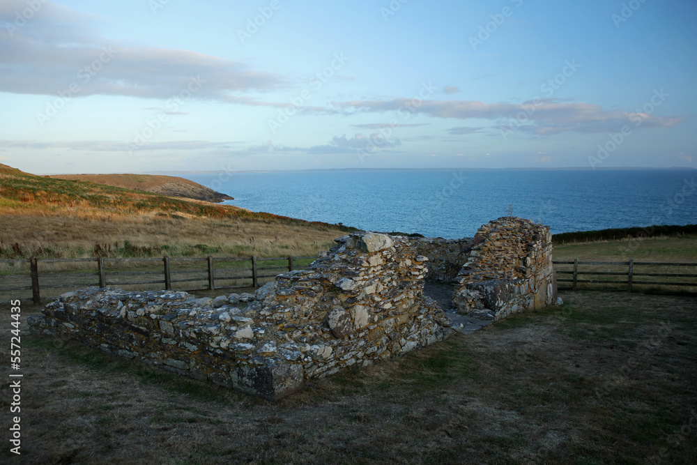 Ruins of Chapel of St Non, Pembrokeshire Coast National Park, Wales, United Kingdom
