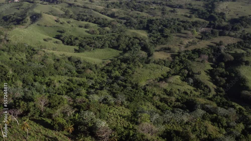 Drone flight above Redonda Montana at Dominican Republic, Famous hill, touristic place in the morning Drone flight above Redonda Montana at Dominican Republic, Famous hill, touristic place in the morning