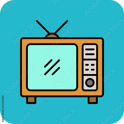 Television Multicolor Round Corner Filled Line Icon