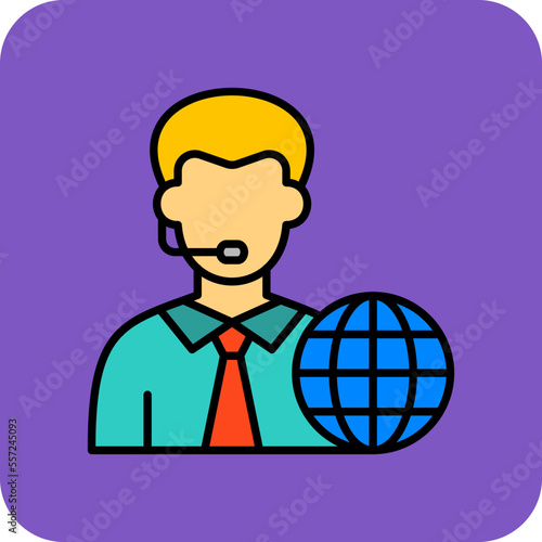 News Reporter Multicolor Round Corner Filled Line Icon