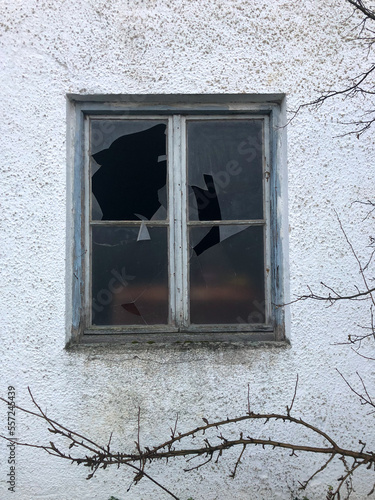 broken window in the wall