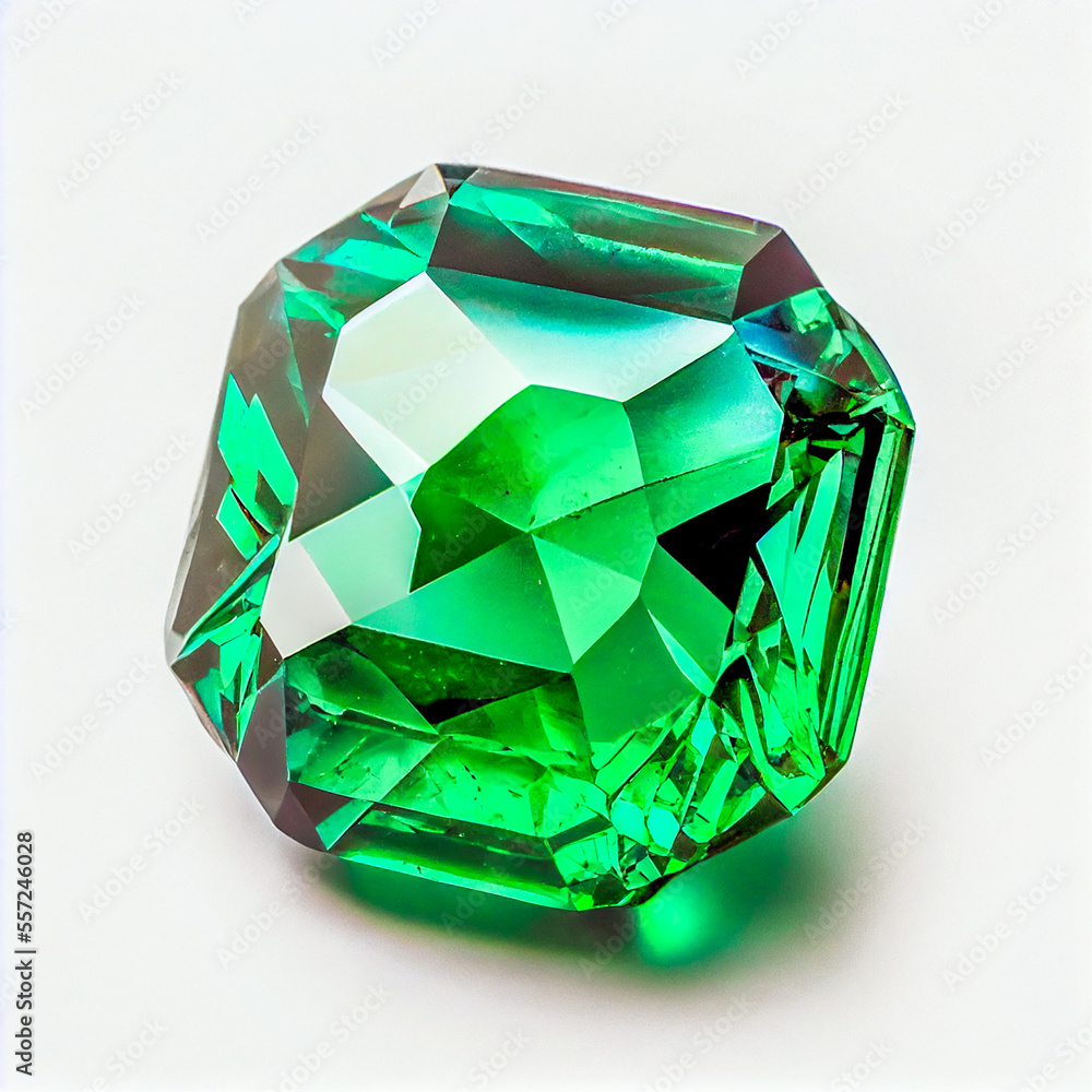 Emerald gemstone isolated on white background for jewelry shop. Beauty close up shot. Emerald gemstone isolated on white background for jewelry shop. Beauty close up shot.