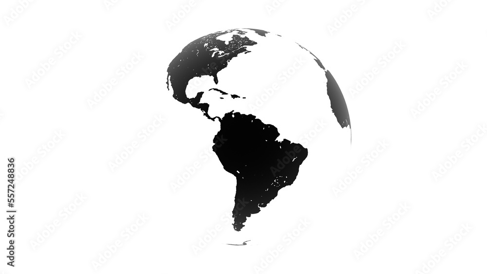 3d representation of the globe loop on white background, minimalist world that can be used to represent north america, globalization, the earth day or global positioning system 3d representation of the globe loop on white background, minimalist world that can be used to represent north america, globalization, the earth day or global positioning system