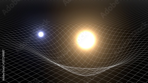 Fotografia spacetime curvature 3d representation, solar system gravity force that can repre