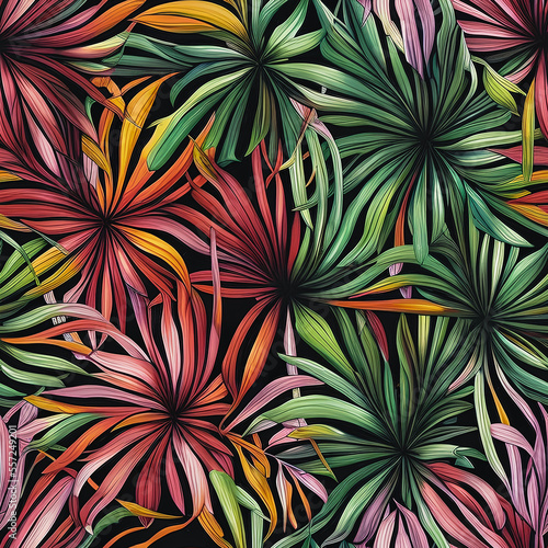 Seamless pattern with exotic flowers