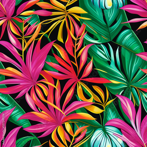 Seamless pattern with exotic flowers