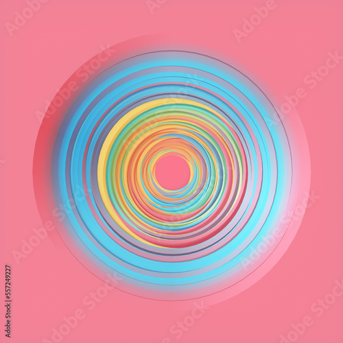 Multicolored circle pattern with displacement effect. Geometric art background. 3d rendering digital illustration