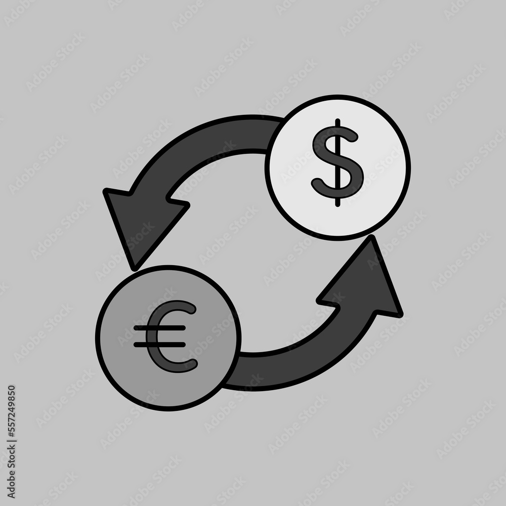 Currency exchange grayscale vector icon Currency exchange grayscale vector icon