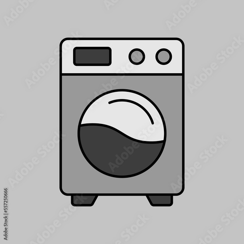 Washing machine grayscale vector icon