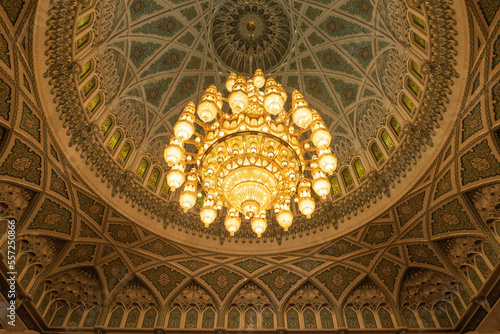 The Largest Chandelier in the world hangs inside the Grand Mosque in Muscat photo
