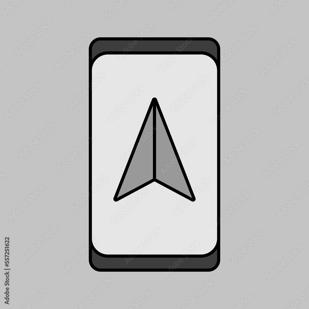 Smartphone with navigator vector grayscale icon Smartphone with navigator vector grayscale icon