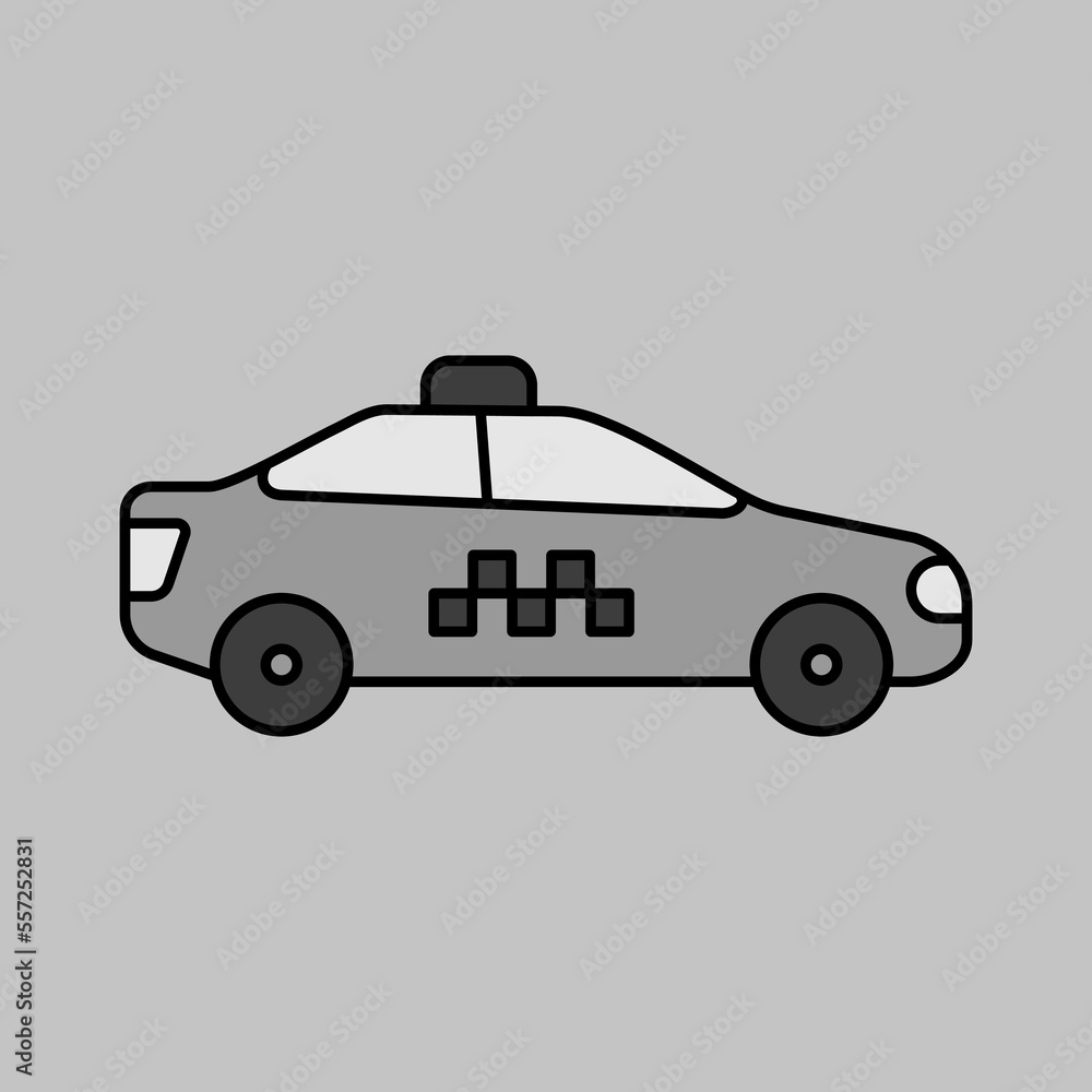 Taxi car grayscale vector icon