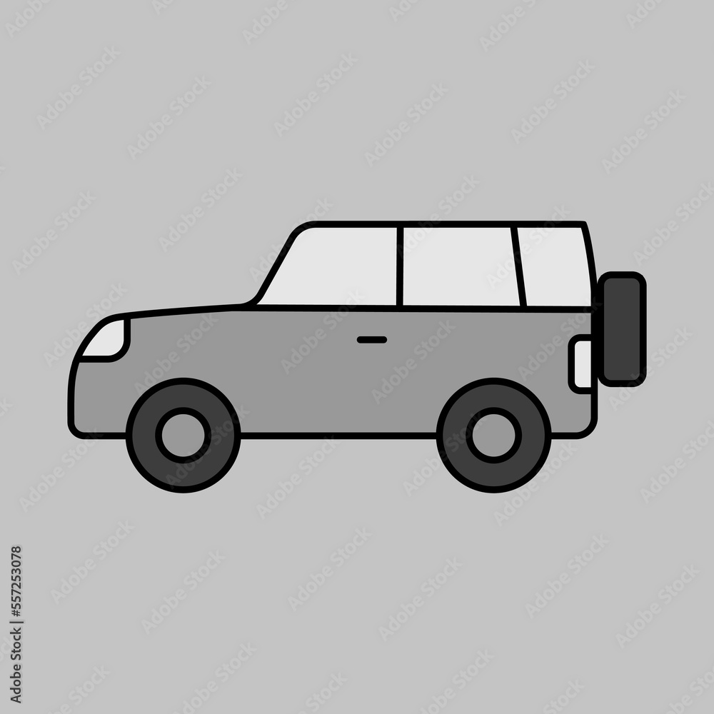 SUV car grayscale vector icon