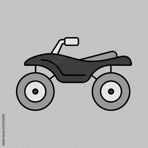 ATV rider, Quad bike grayscale vector icon