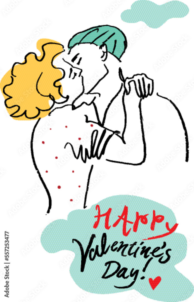 Fototapeta premium Print Saint Valentines Day man and woman happy
