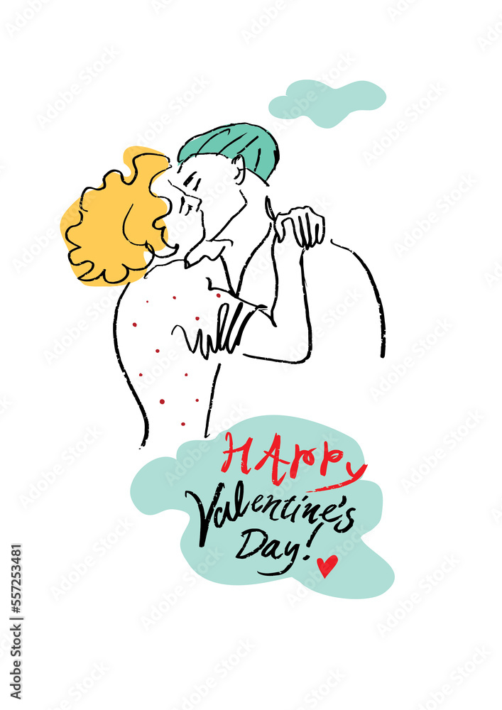 Print Saint Valentines Day man and woman happy