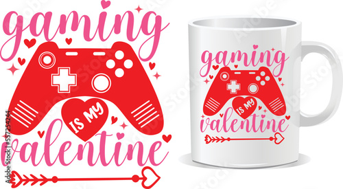 Happy valentine's day mug and t-shirt design vector