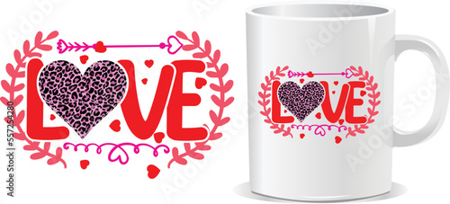 Happy valentine's day mug and t-shirt design vector