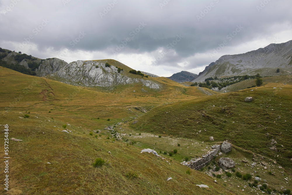 Landscape at Prati di Mezzo in Abruzzo, Lazio and Molise National Park in Italy.