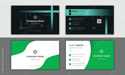 Modern creative and clean business card. Visiting card for business and personal use. Standard or Extended Vector design formal modern business card. Double sided business card design.