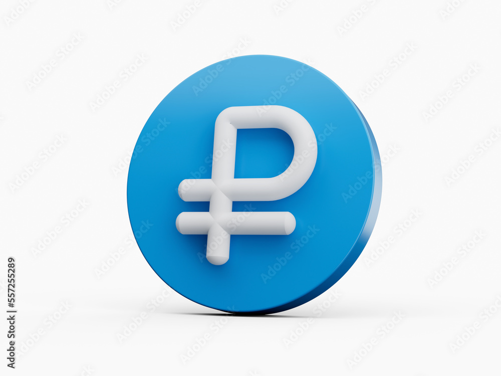 Blue Ruble icon isolated on white background. 3D illustration Blue Ruble icon isolated on white background. 3D illustration