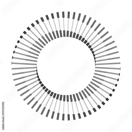 Circle with black and white lines. Stripes icon or logo in yin and yang style.