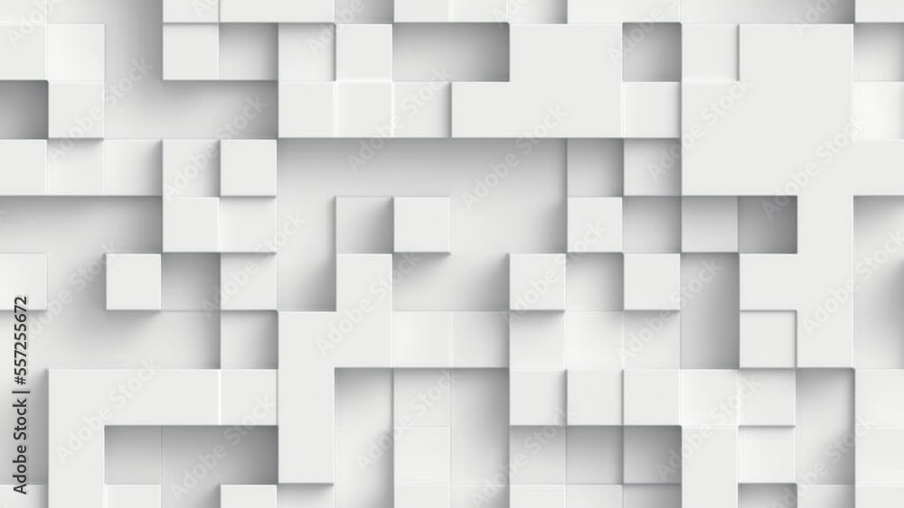 White Geometric Cubical Abstract Background. 4K Animation Loop