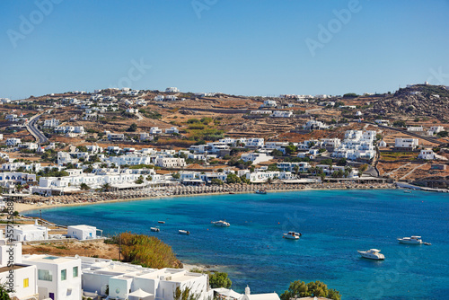 Fototapeta Naklejka Na Ścianę i Meble -  Yachts at Ornos bay in Mykonos, Greece