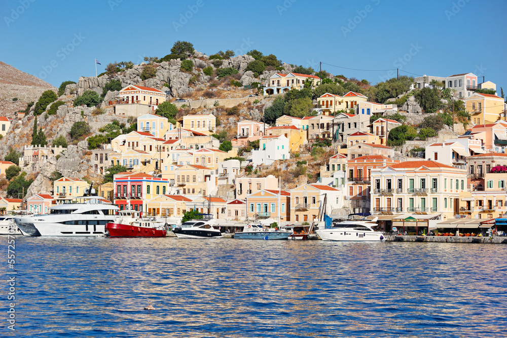 The beautiful port of Symi, Greece