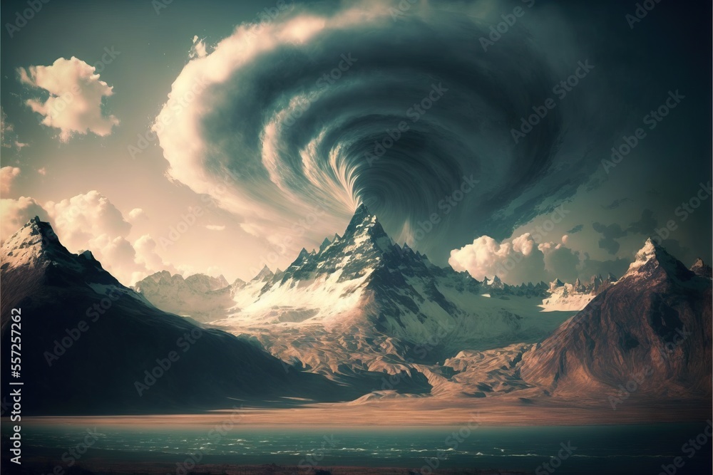 a very large storm moving over a mountain range in the sky with a huge ...