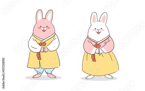 한복 입은 토끼 일러스트