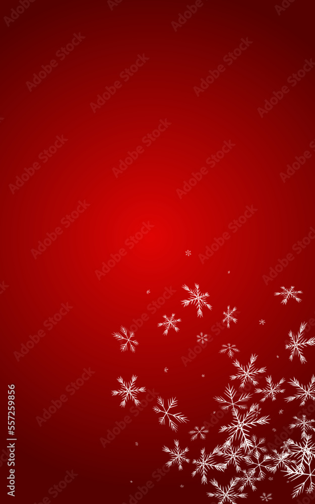 White Snowflake Vector Red Background. magic Snow