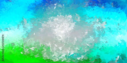 Light blue, green vector abstract triangle background. © Guskova