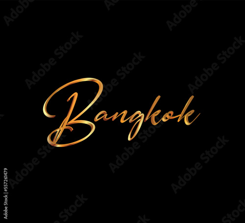decorative 3d gold bangkok text on black background
