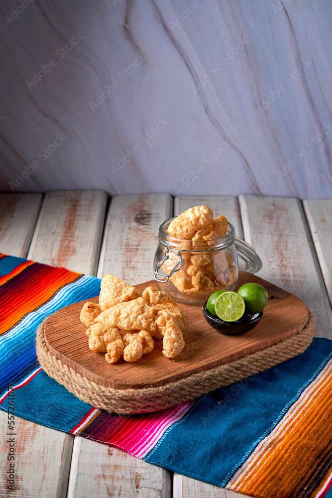 Pork rinds also known as chicharon or chicharrones, deep fried pork