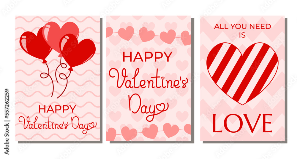 14 February Banners Or Postcards, Valentines Love Vector Illustration In Flat Style 14 February Banners Or Postcards, Valentines Love Vector Illustration In Flat Style